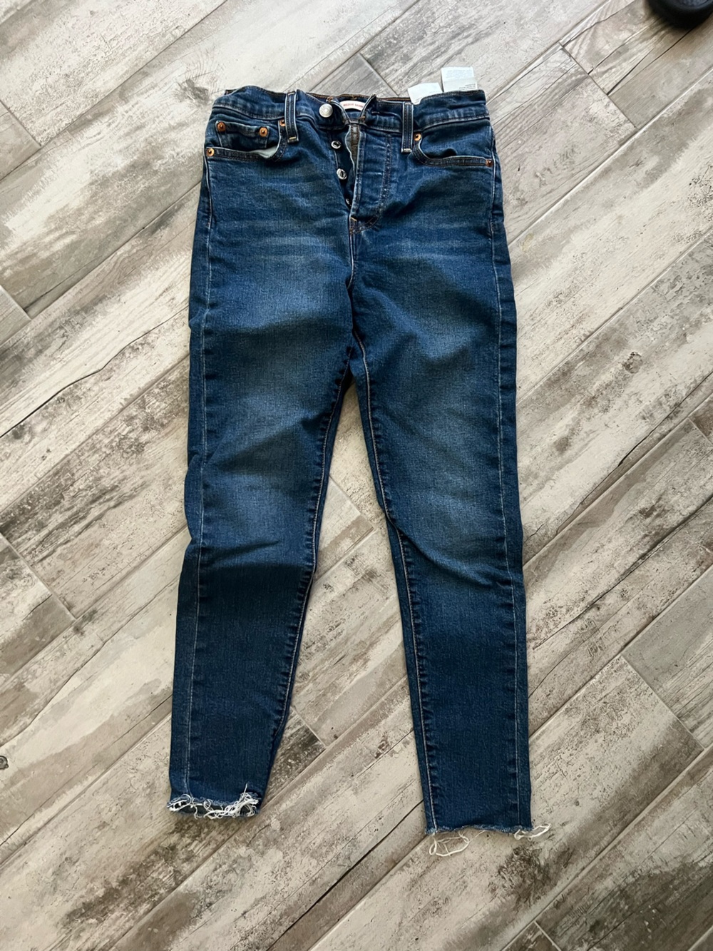 Levi's Indigo High-Rise Skinny Jeans with Raw Hem